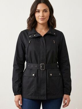 Liz Claiborne Black Belted Utility Jacket